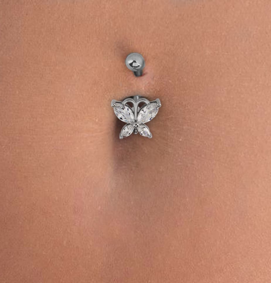 Piercing Umbigo Borboleta Aço Cirúrgico