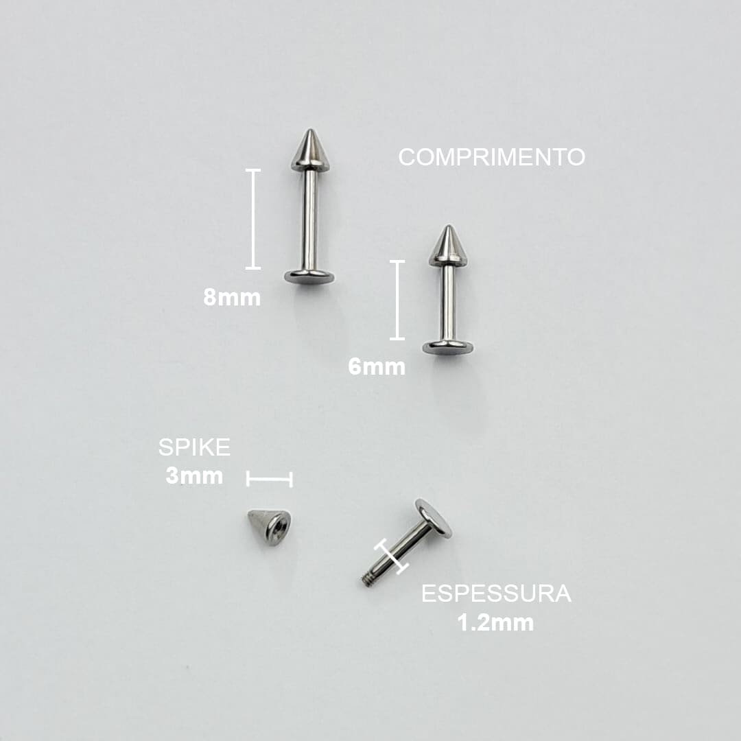 Piercing Orelha Nariz Tragus Labret Spike Aço Cirúrgico