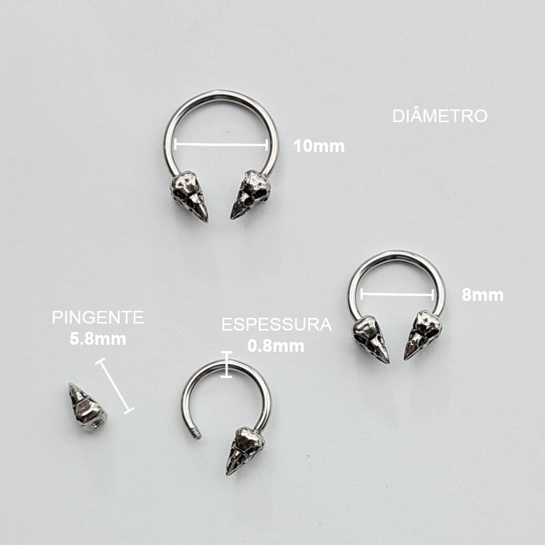 Piercing Ferradura Corvo Aço Cirúrgico