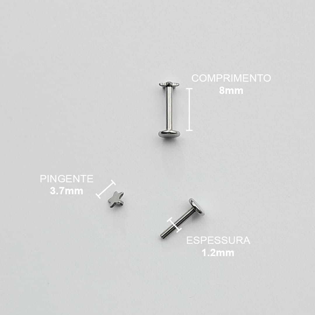 Piercing Orelha Nariz Tragus Labret Estrela Aço Cirúrgico