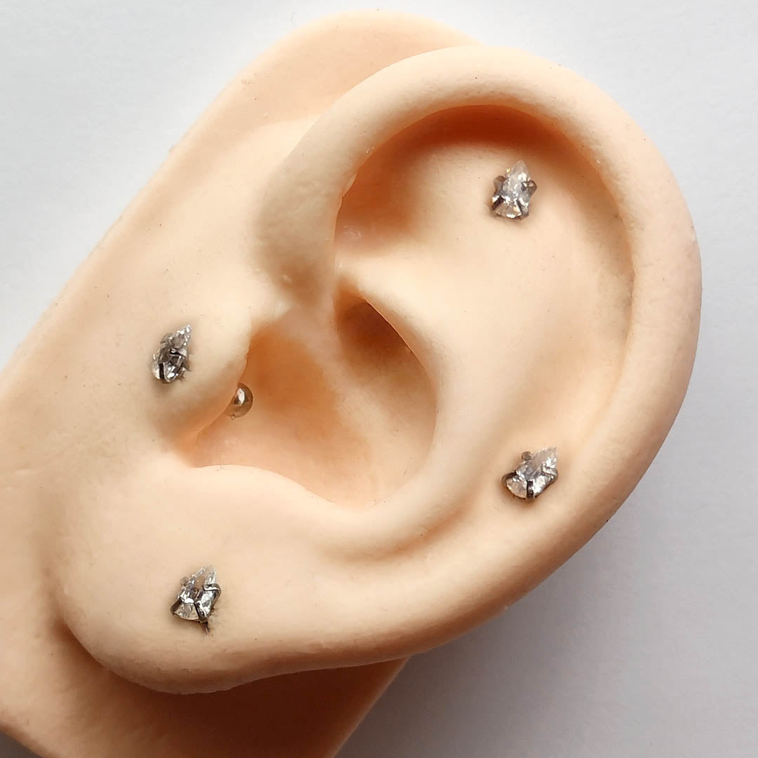 Piercing Orelha Nariz Tragus Labret Zircônia Gota Aço Cirúrgico