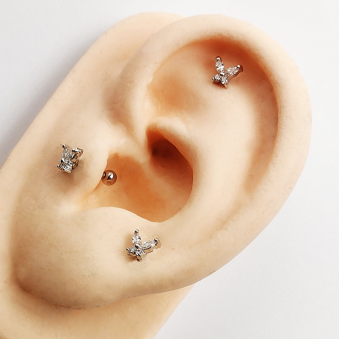 Piercing Orelha Nariz Tragus Labret Zircônia Borboleta Aço Cirúrgico