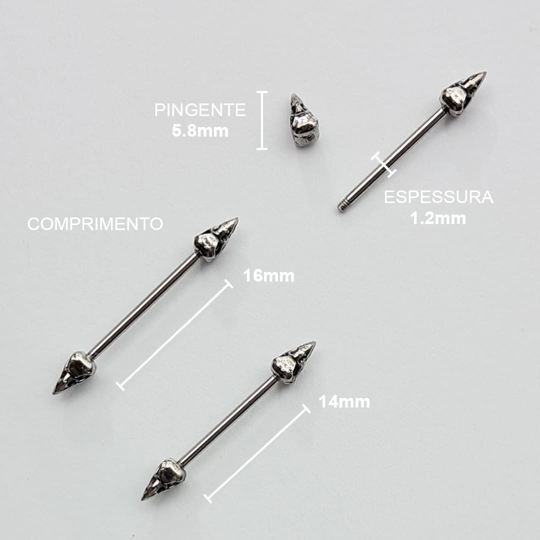 Piercing Mamilo Barbell Corvo Aço Cirúrgico