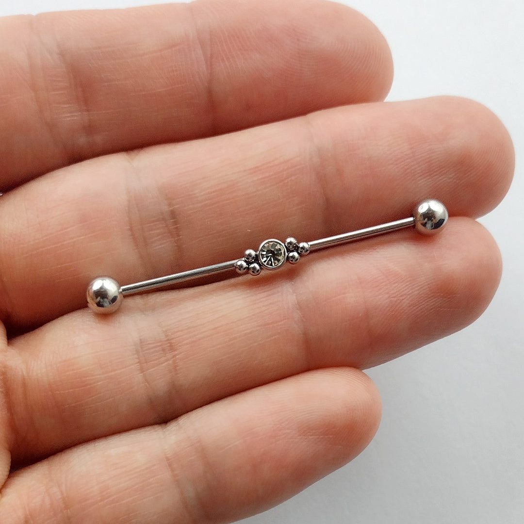 Piercing Transversal Zircônia Bolinha Aço Cirúrgico