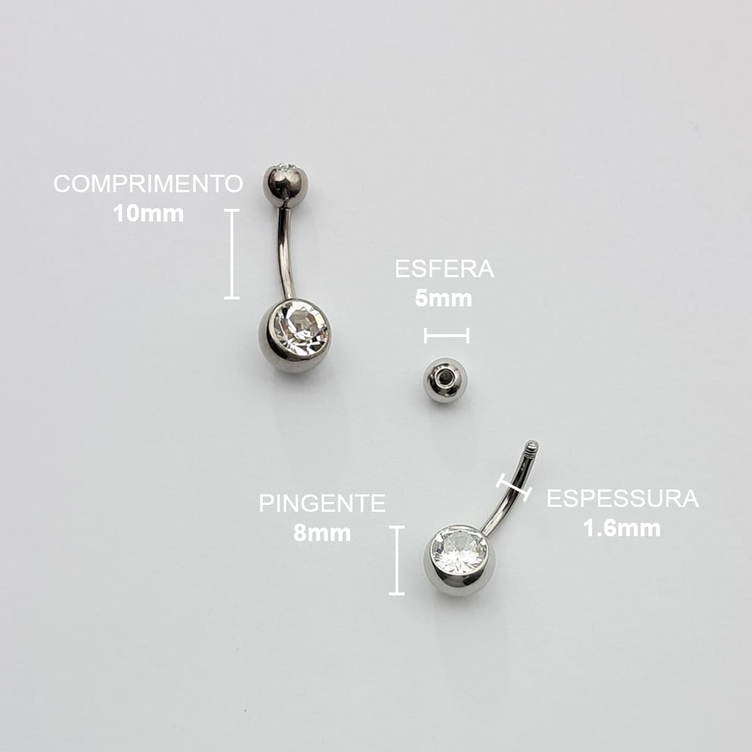 Piercing Umbigo Zirconia Aço Cirúrgico