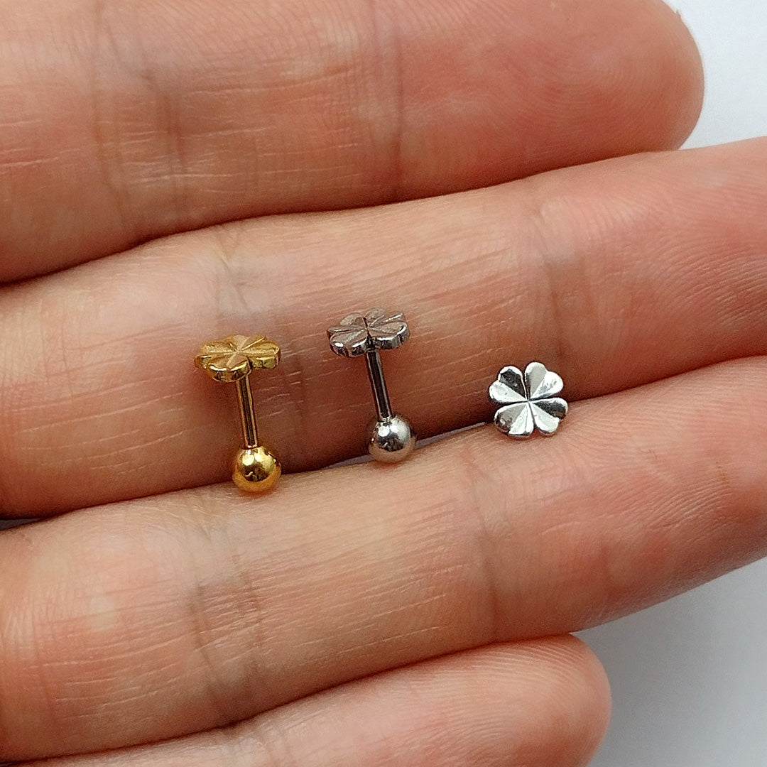 Piercing Orelha Trevo Aço Cirúrgico