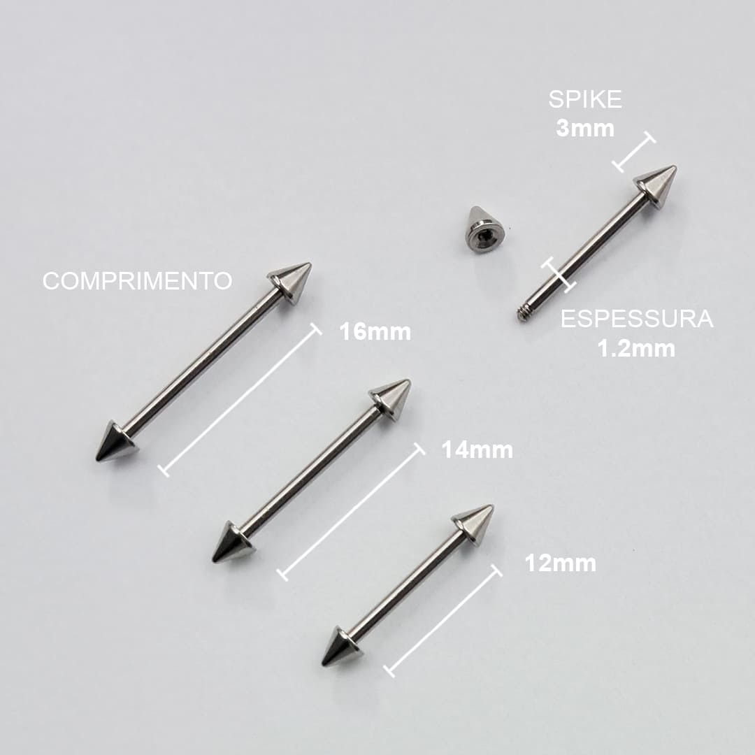 Piercing Mamilo Barbell Spike Aço Cirúrgico