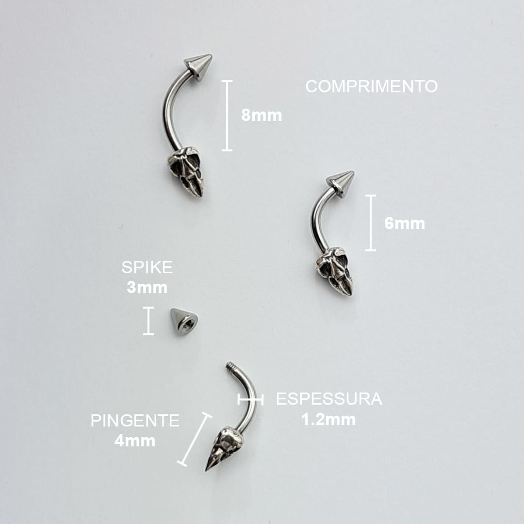 Piercing Sobrancelha Labret Corvo Aço Cirúrgico