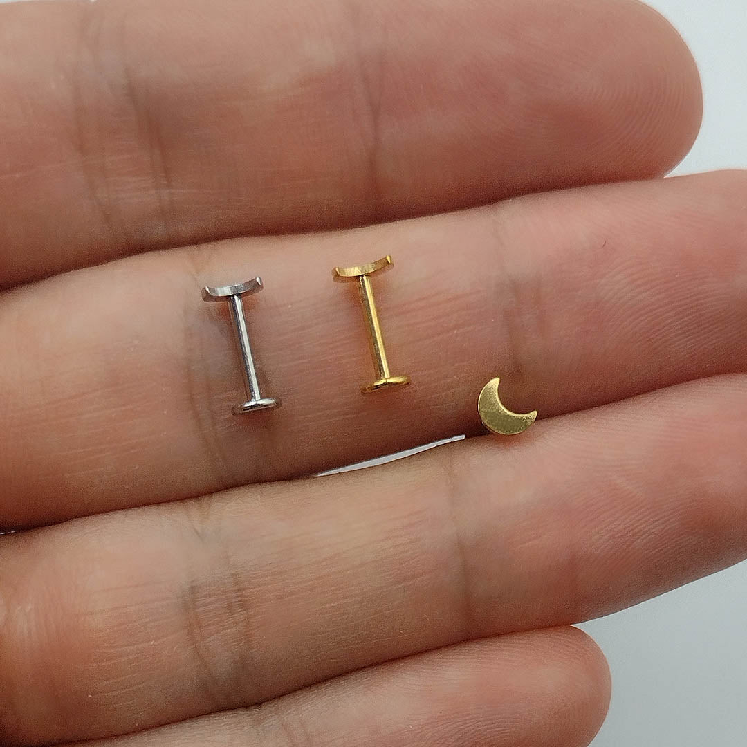 Piercing Orelha Nariz Tragus Labret Lua Aço Cirúrgico