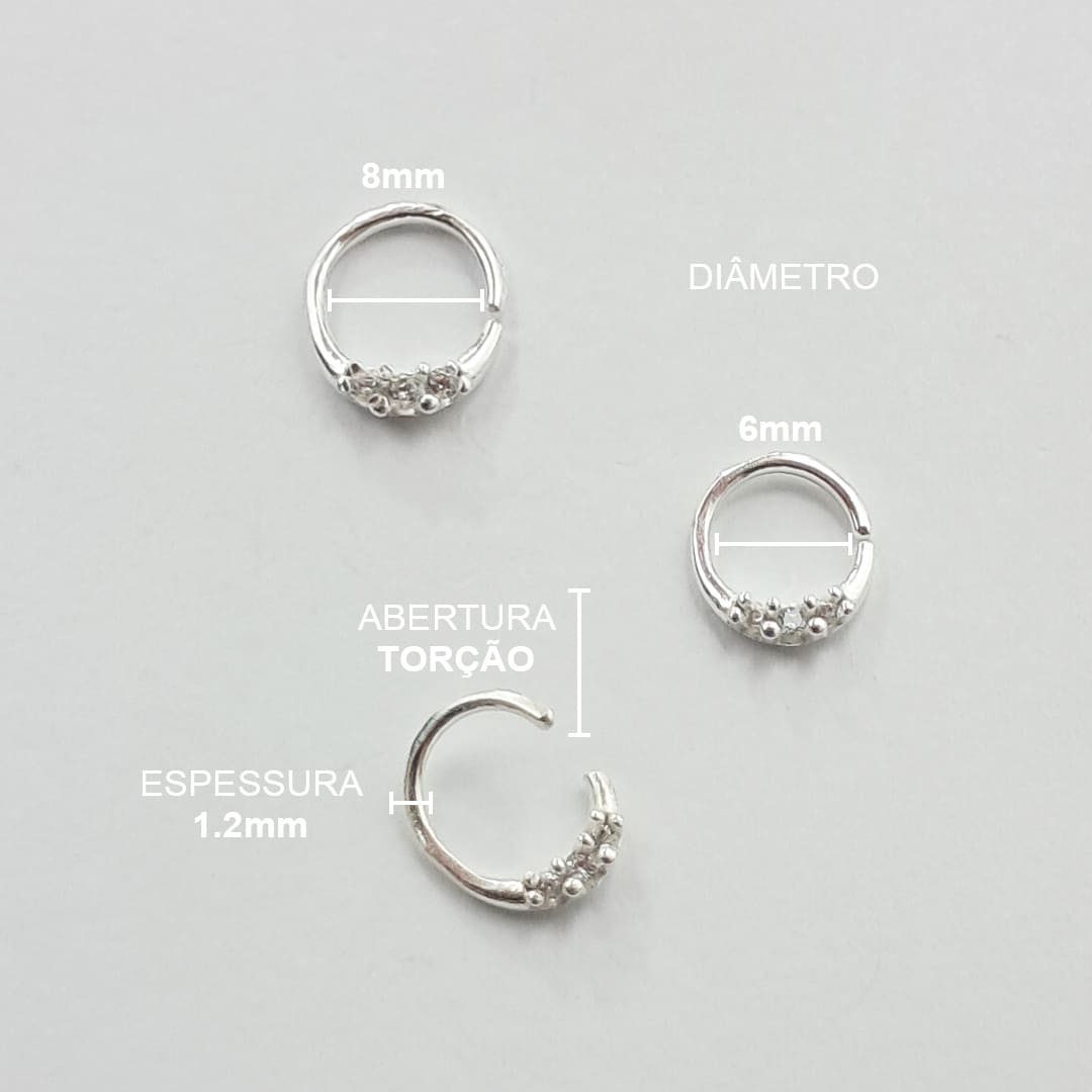 Piercing Septo Daith Argola Zircônia