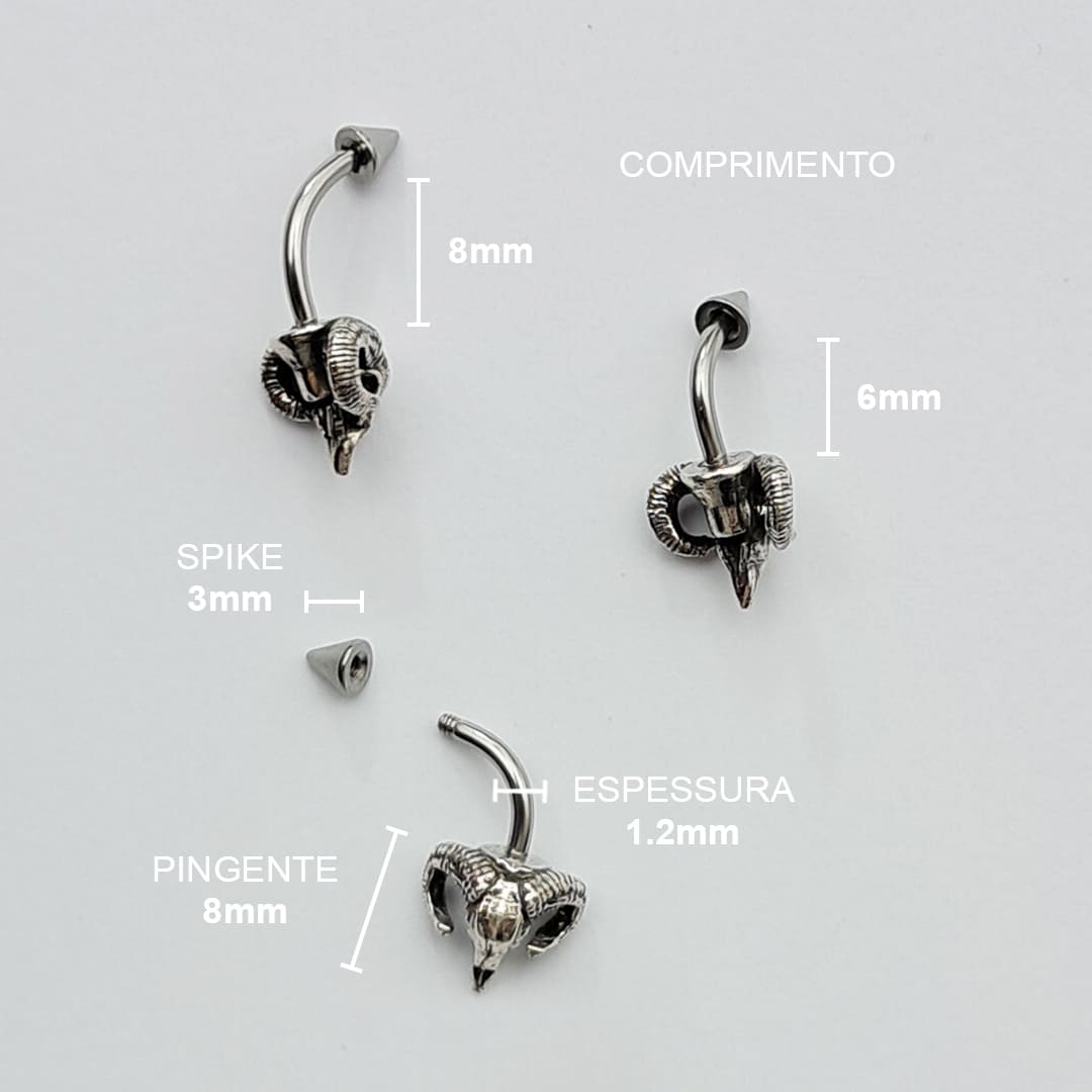 Piercing Sobrancelha Labret Baphomet Aço Cirúrgico