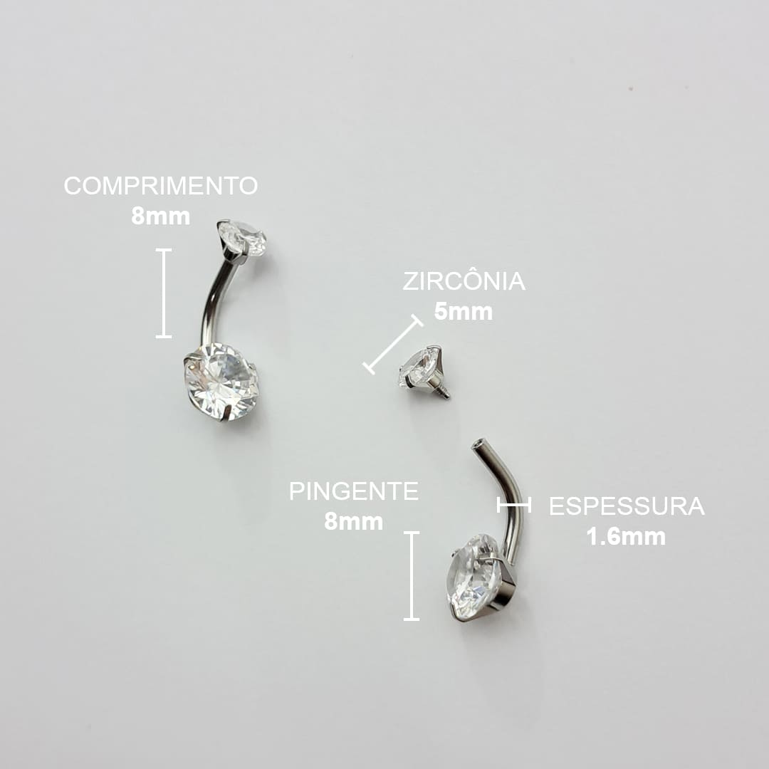 Piercing Umbigo Zircônia Aço Cirúrgico