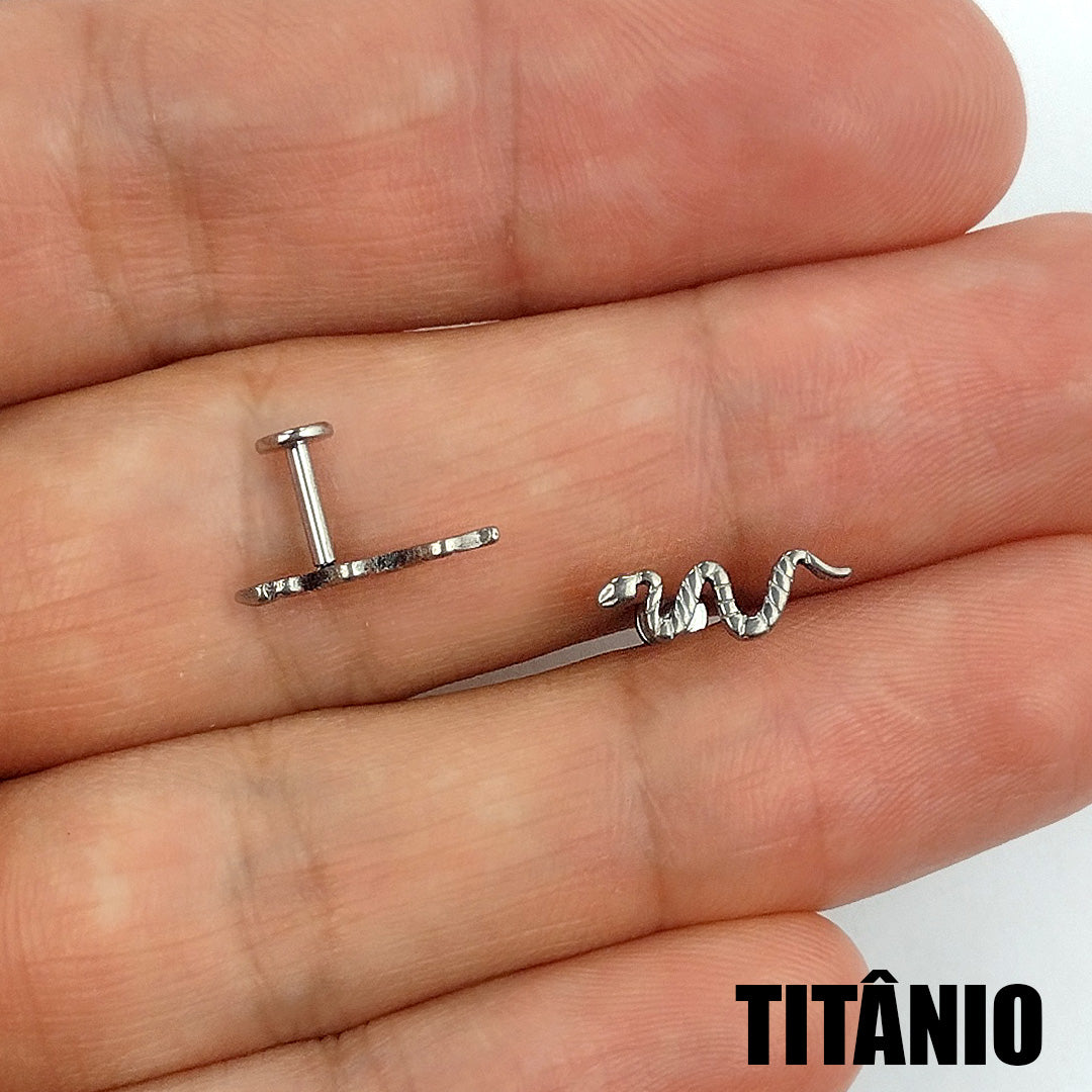 Piercing Orelha Nariz Tragus Labret Cobra Titânio