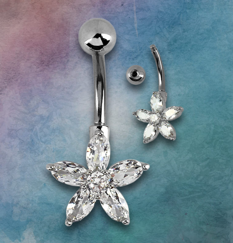 Piercing Umbigo Flor Aço Cirúrgico