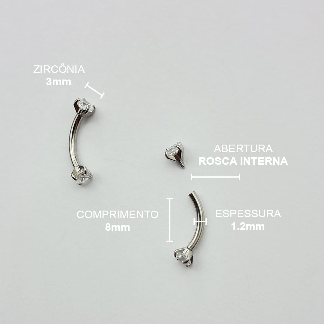 Piercing Sobrancelha Umbigo Labret Zircônia Titânio
