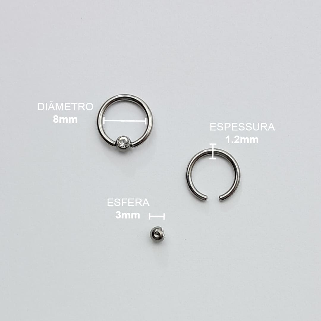 Piercing Argola Captive Zircônia Titânio