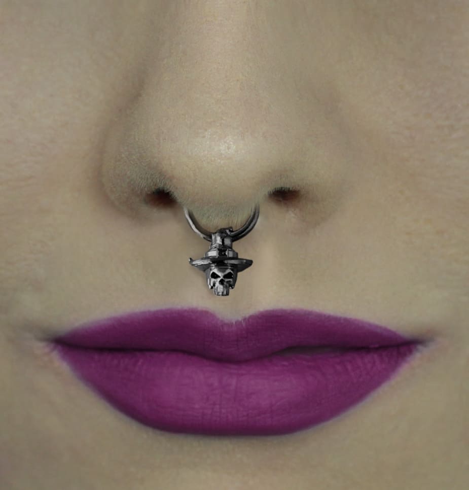 Piercing Septo Pressão Caveira Bruxa