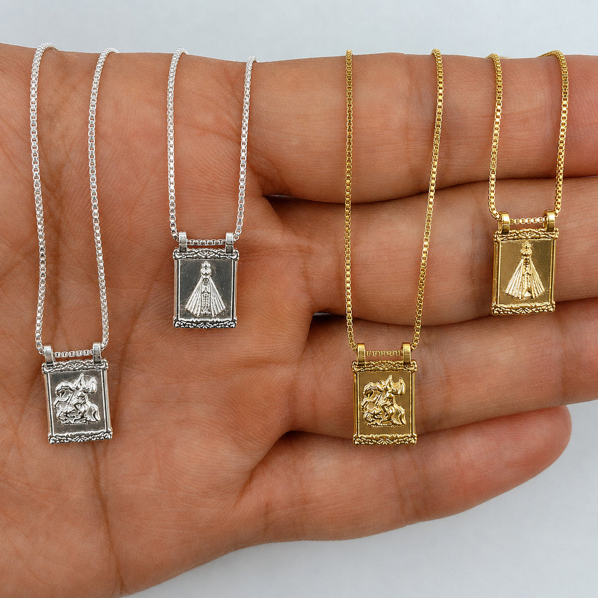 Escapulário Nossa Senhora Aparecida São Jorge Prata 925