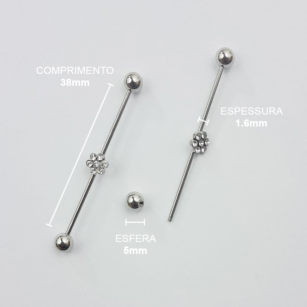 Piercing Transversal Zircônia Aço Cirúrgico