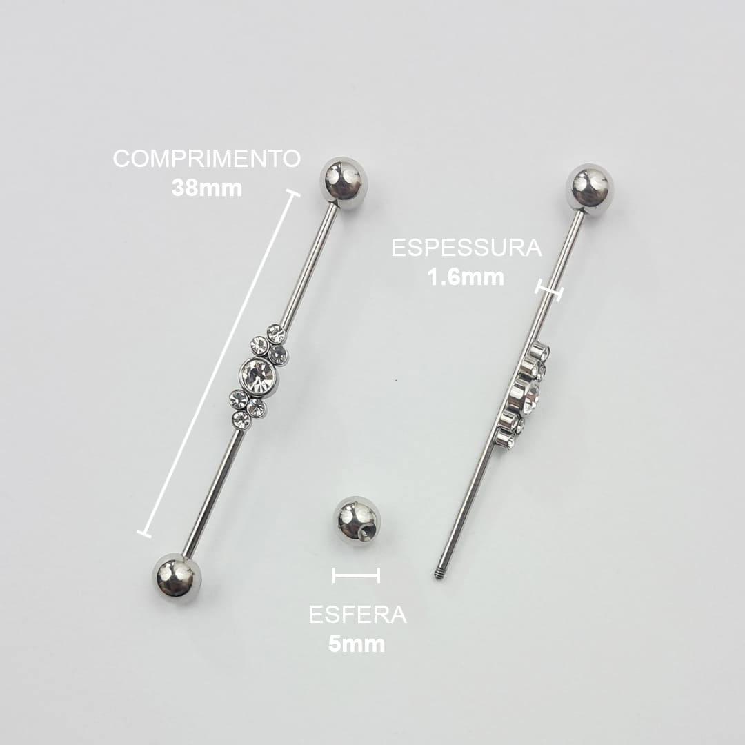 Piercing Transversal Zircônia Aço Cirúrgico