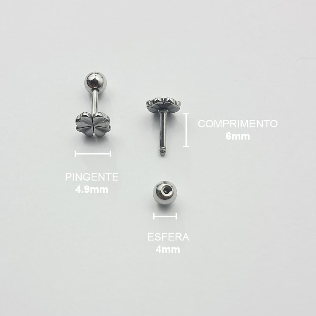 Piercing Orelha Trevo Aço Cirúrgico