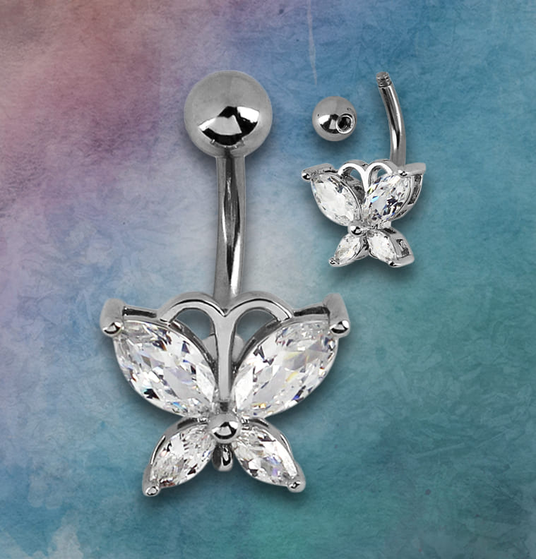 Piercing Umbigo Borboleta Aço Cirúrgico