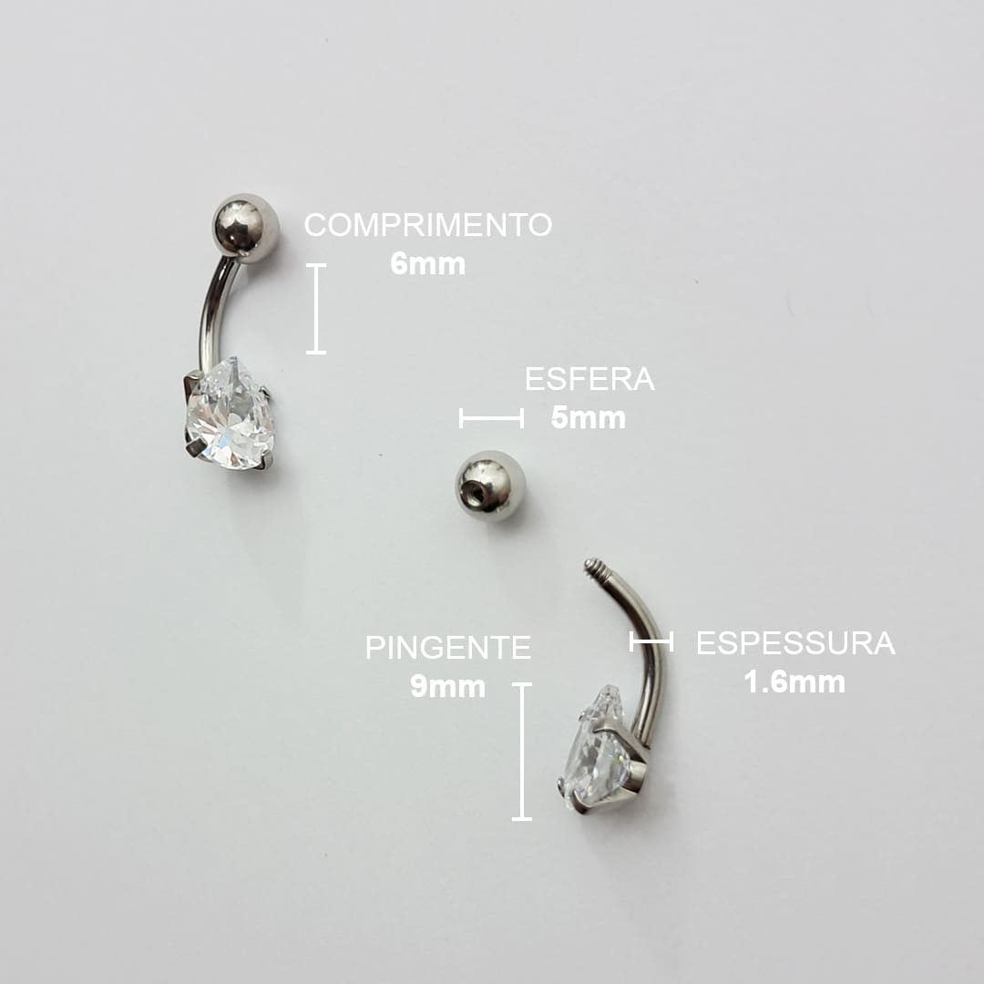 Piercing Umbigo Gota Aço Cirúrgico