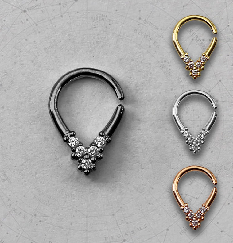 Piercing Septo Daith Triangular Zircônias