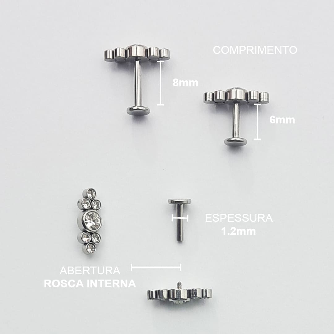 Piercing Orelha Nariz Tragus Labret Zircônia Aço Cirúrgico