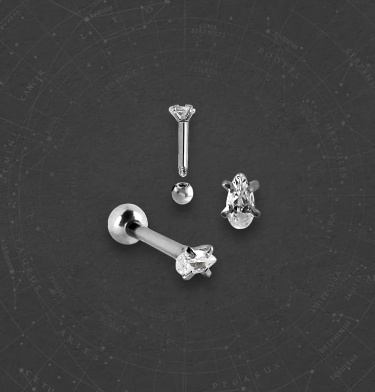 Piercing Orelha Nariz Tragus Labret Zircônia Gota Aço Cirúrgico