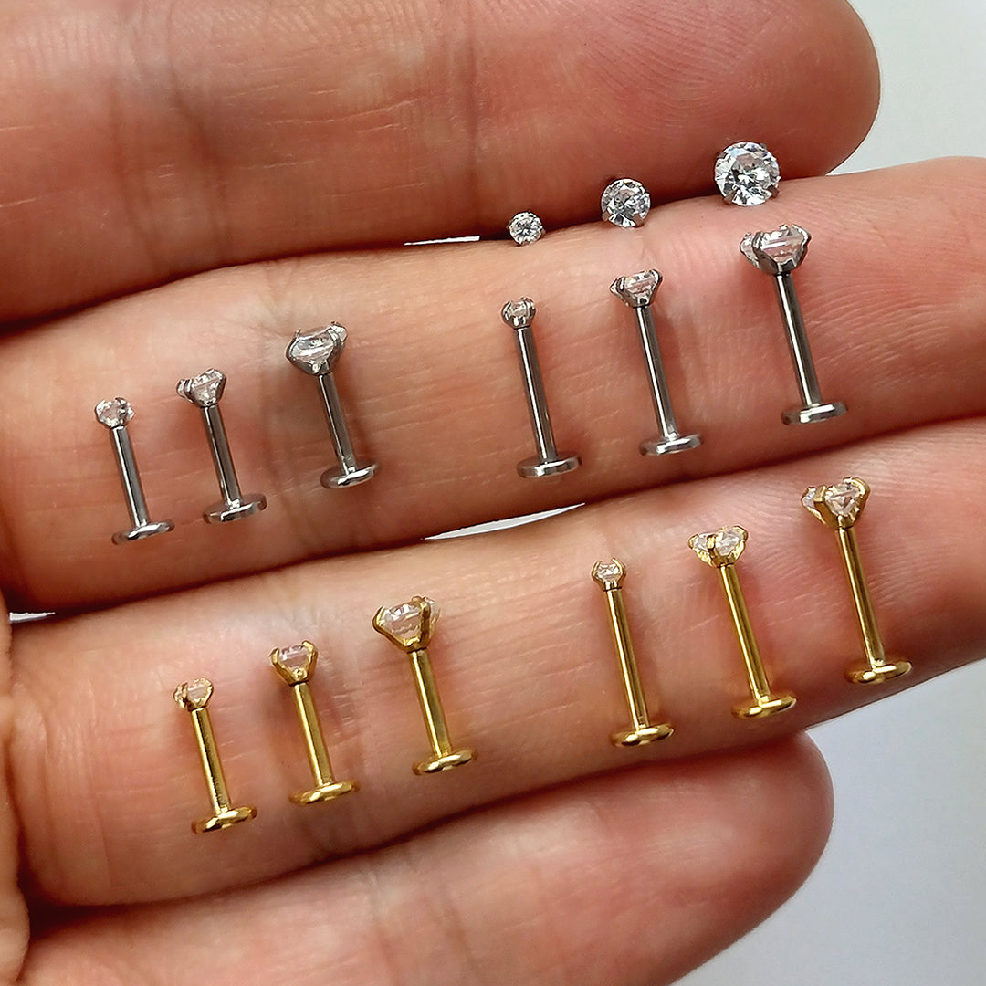 Piercing Orelha Nariz Tragus Labret Zircônia Aço Cirúrgico