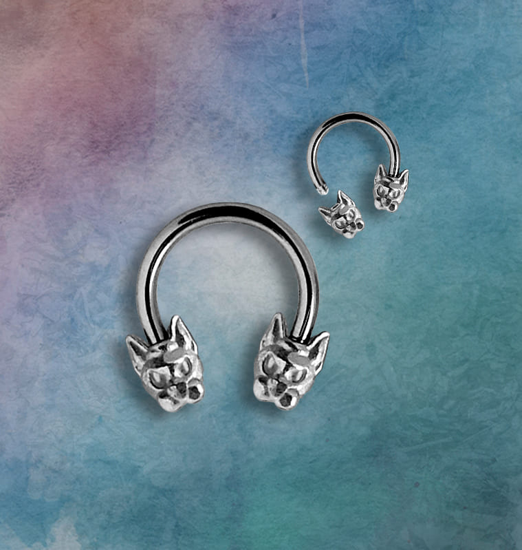 Piercing Ferradura Gato Aço Cirúrgico