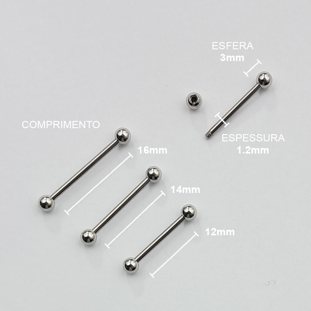 Piercing Mamilo Barbell Aço Cirúrgico
