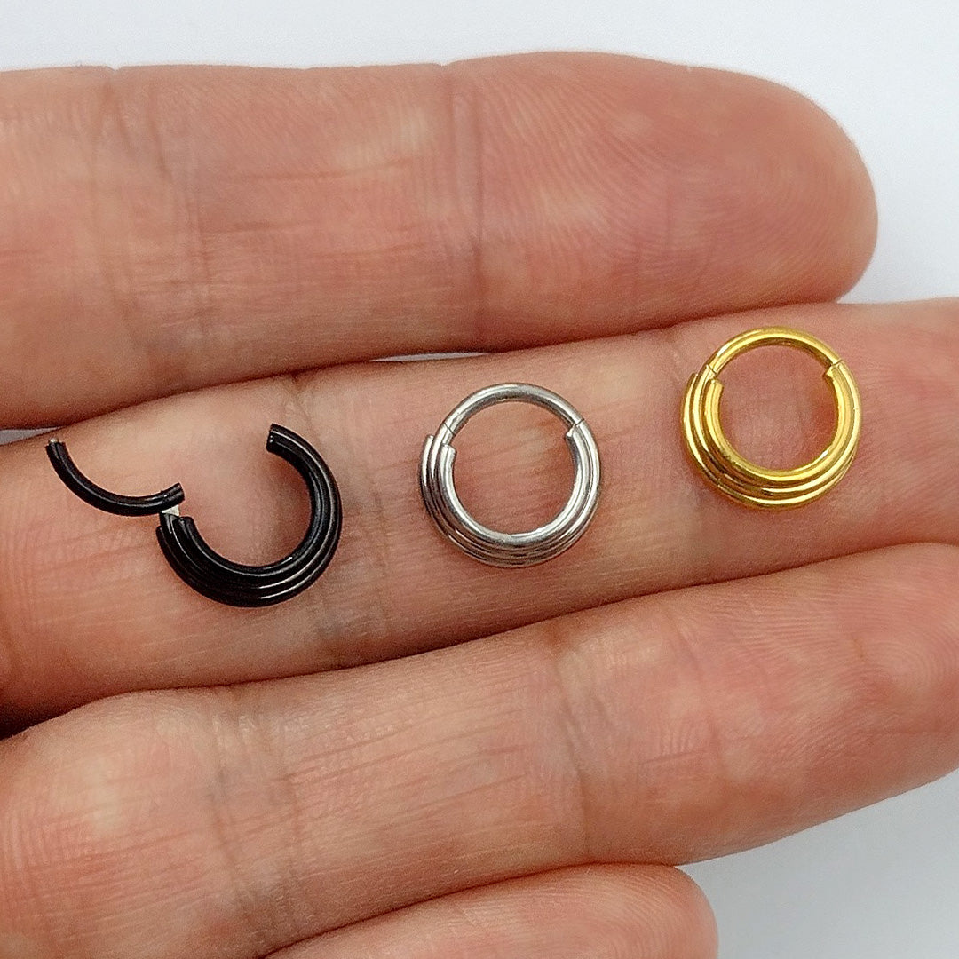 Piercing Articulado Septo Daith Triplo Aço Cirúrgico
