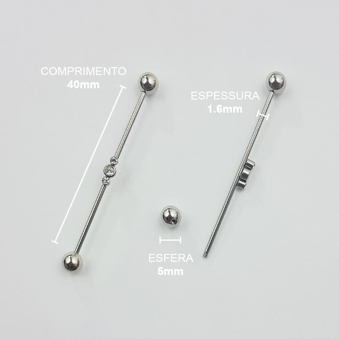 Piercing Transversal Zircônia Aço Cirúrgico