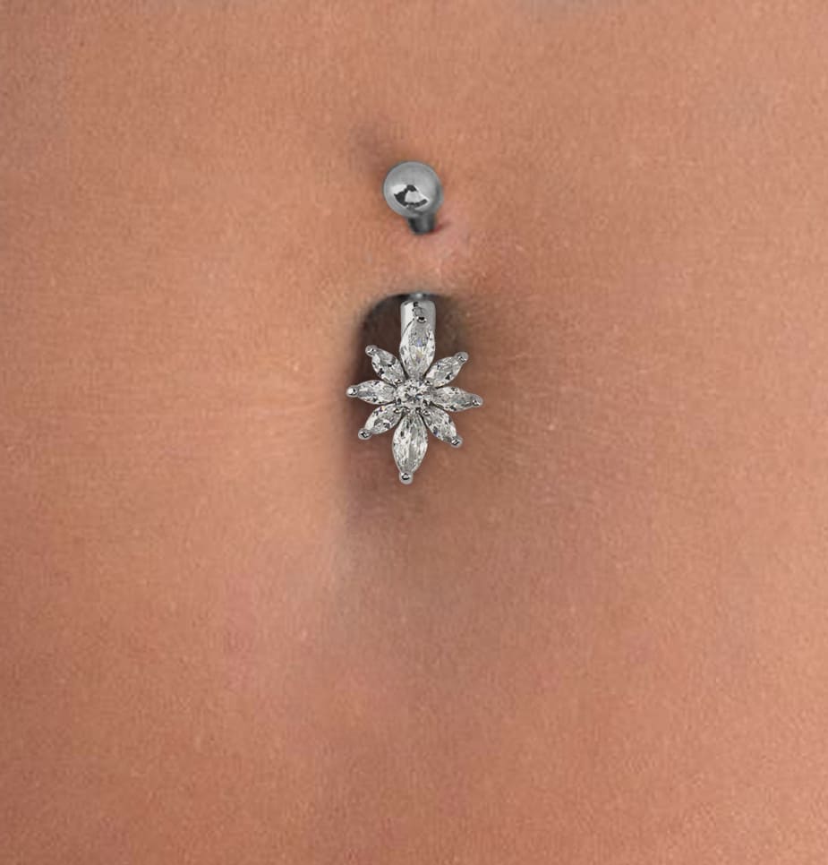 Piercing Umbigo Zircônias Aço Cirúrgico