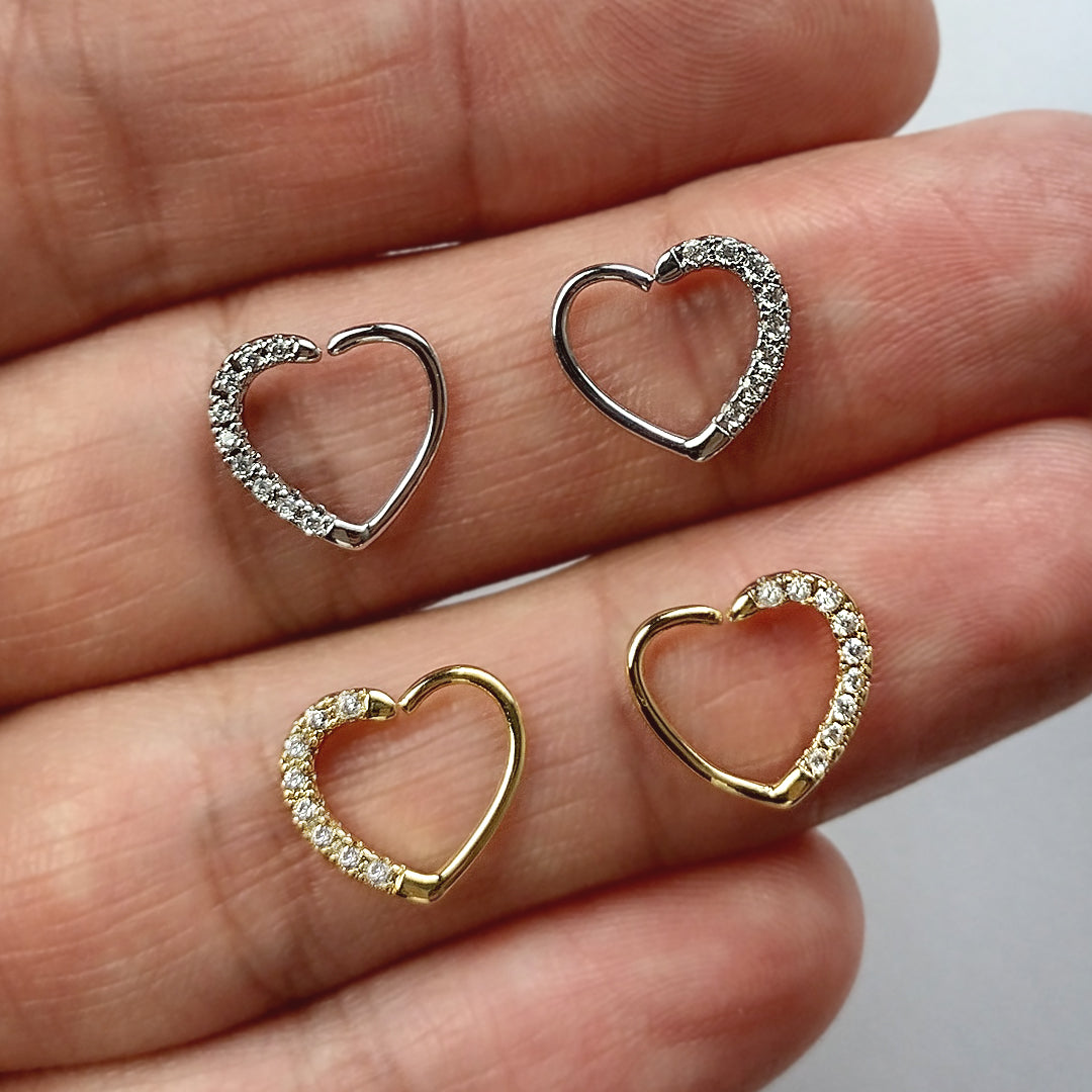 Piercing Daith Coracao Zirconia Aço Cirúrgico