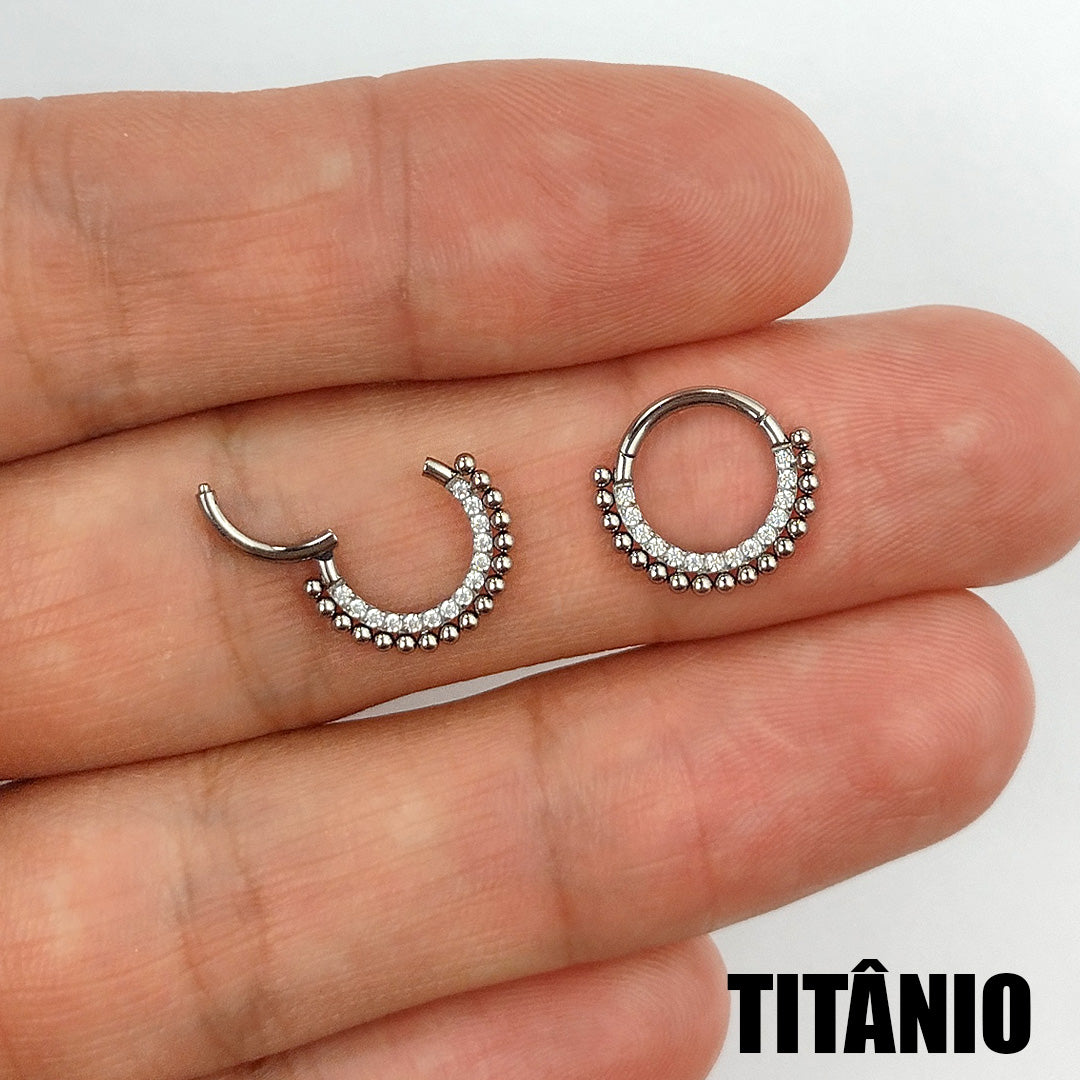 Piercing Segmentado Zircônia Bolinhas Titânio