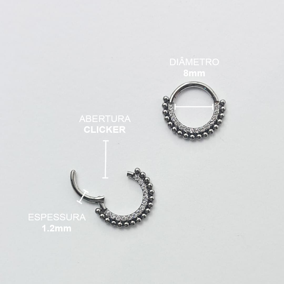 Piercing Segmentado Zircônia Bolinhas Titânio