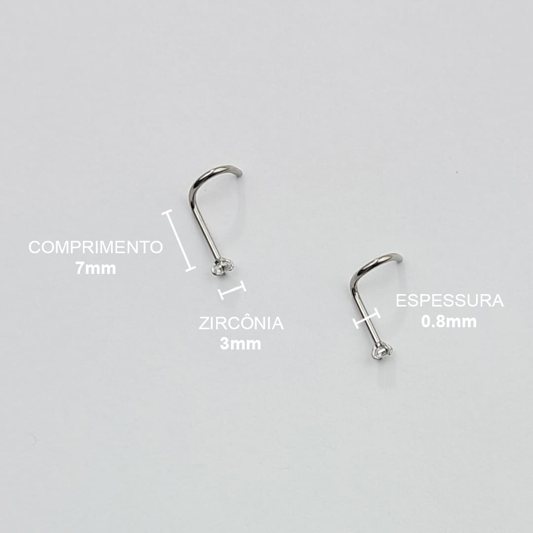 Piercing Nariz Zircônia Aço Cirúrgico