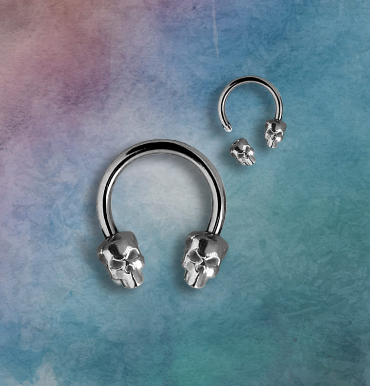 Piercing Ferradura Caveira Aço Cirúrgico