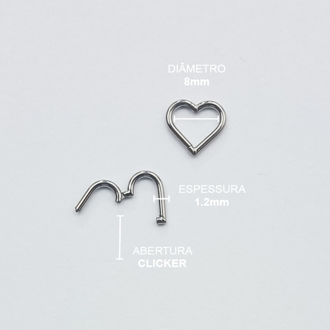 Piercing Segmentado Coração Titânio