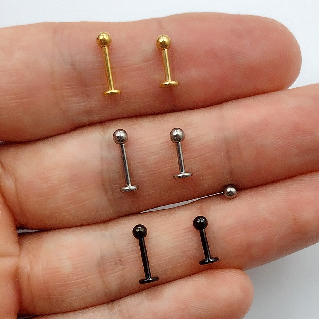 Piercing Orelha Tragus Labret Esfera Aço Cirúrgico