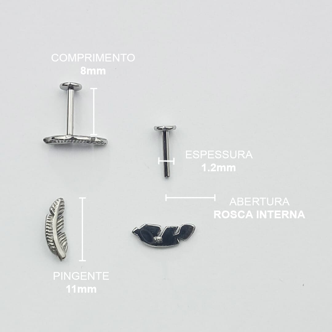Piercing Orelha Nariz Tragus Labret Pena Titânio