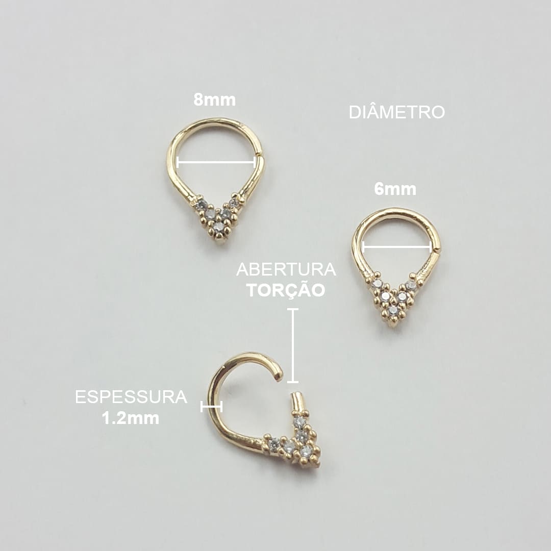 Piercing Septo Daith Triangular Zircônias