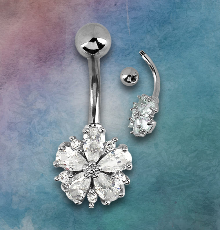 Piercing Umbigo Flor Aço Cirúrgico
