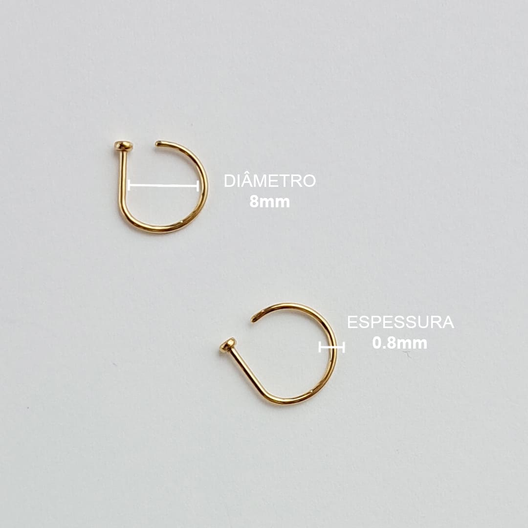 Piercing Argola Nariz D-Ring Titânio