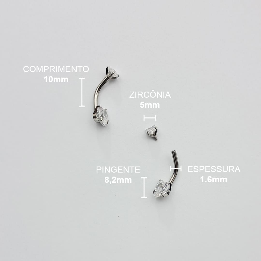 Piercing Umbigo Coracao Aço Cirúrgico