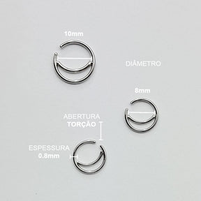 Piercing Septo Nariz Orelha Argola Dupla Lua Aço Cirúrgico