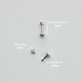 Piercing Orelha Nariz Tragus Labret Zircônia Coração Titânio